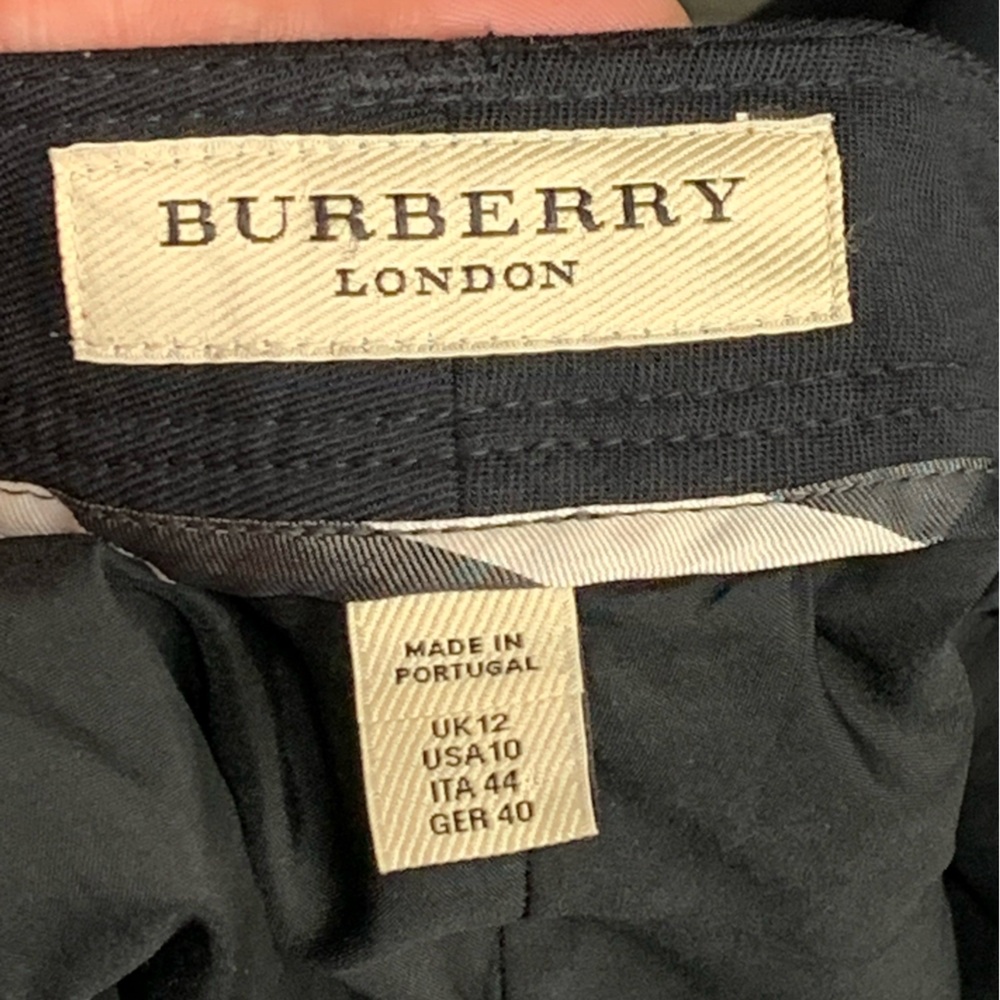 Burberry London Black Wool Flat Front Straight Leg Pants Women's Size US 10 - Picture 2 of 13